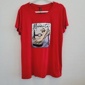 NWT Emme Jordan Red Graphic Tee Women's Size 3XL